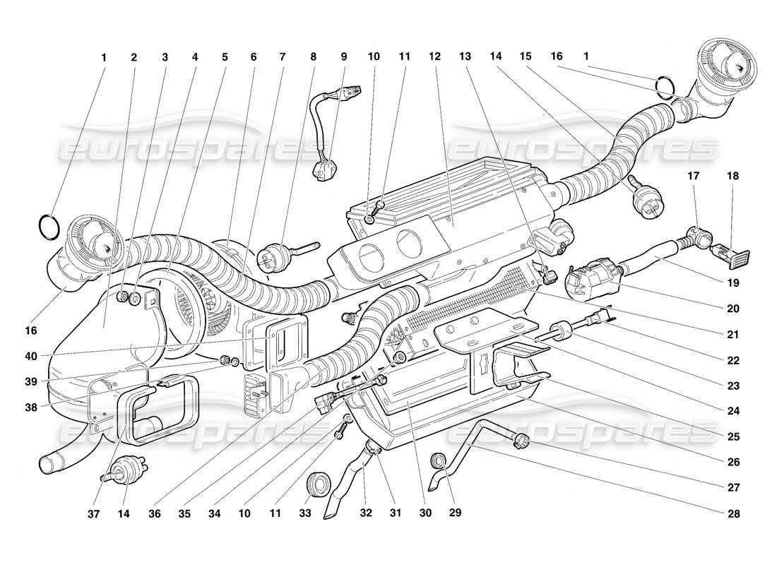 lamborghini diablo sv (1997) diagrama de piezas de control de clima