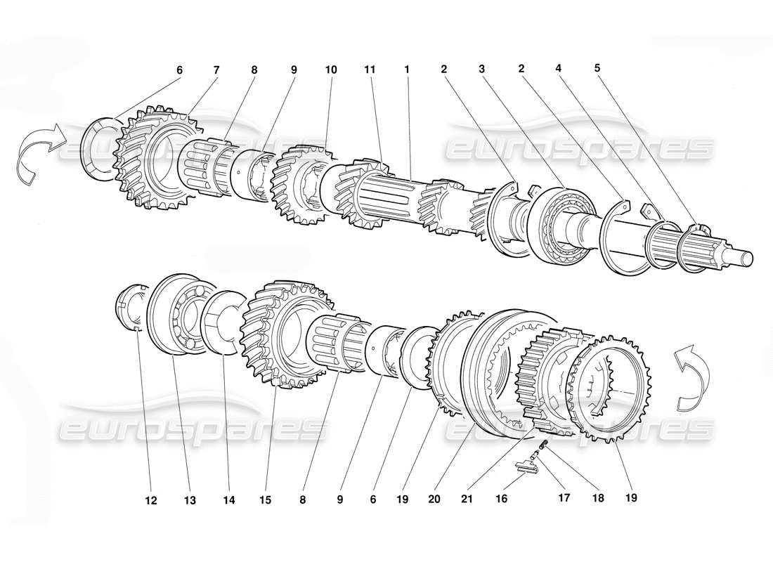 lamborghini diablo (1991) diagrama de piezas del eje principal