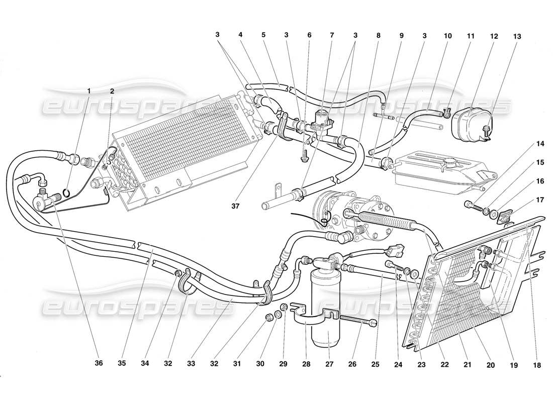 lamborghini diablo sv (1997) diagrama de piezas de control de clima