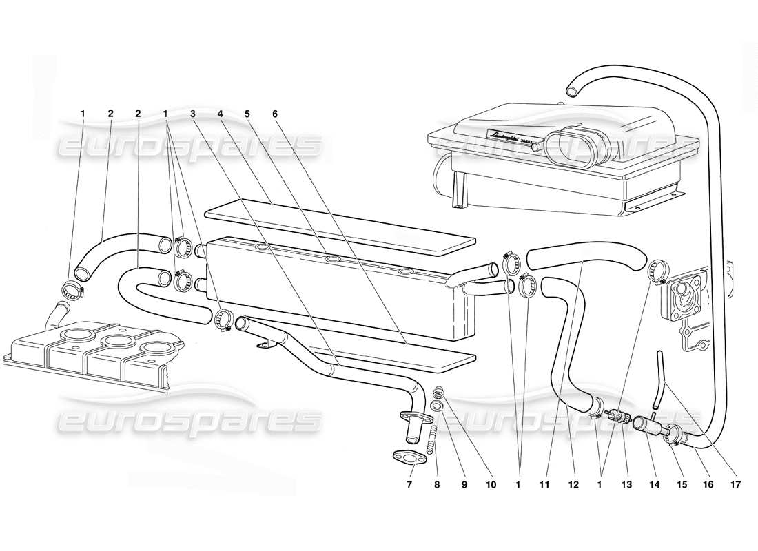 lamborghini diablo (1991) diagrama de piezas del sistema de respiración de aceite del motor