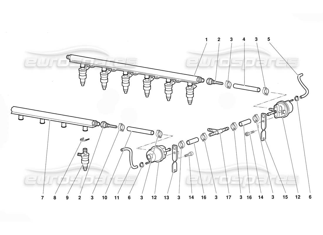 lamborghini diablo (1991) diagrama de piezas del sistema de combustible