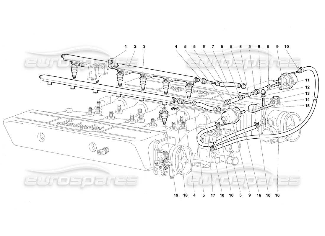 lamborghini diablo sv (1997) diagrama de piezas del sistema de combustible