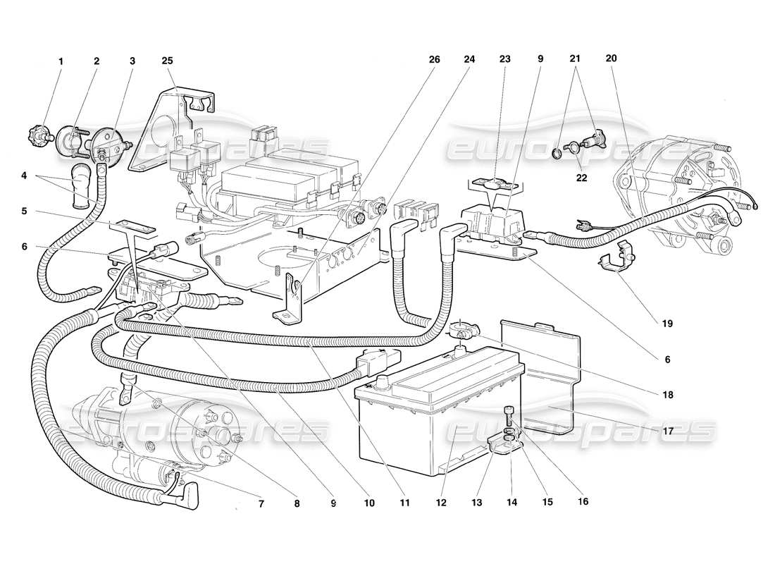 lamborghini diablo sv (1997) sistema eléctrico diagrama de piezas