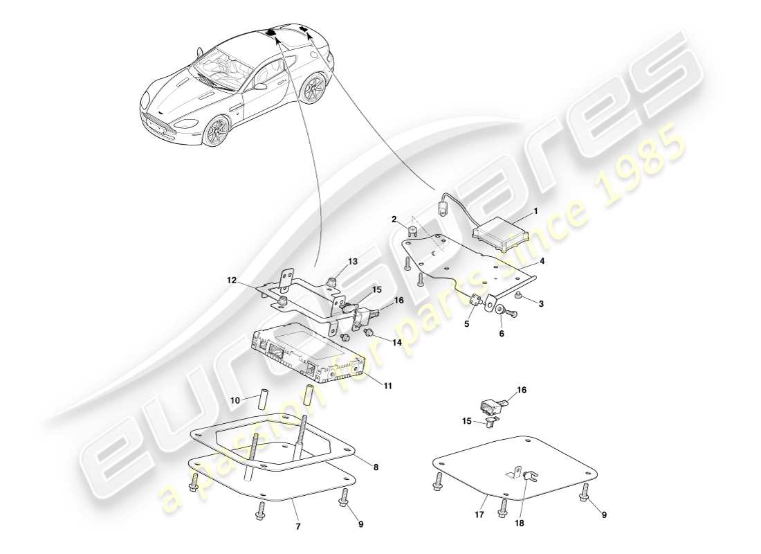 aston martin v8 vantage (2005) antena electrónica, diagrama de pieza 09my