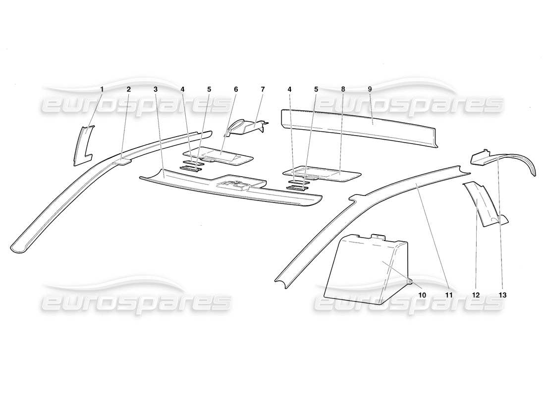 lamborghini diablo sv (1998) adornos del compartimiento de pasajeros diagrama de piezas