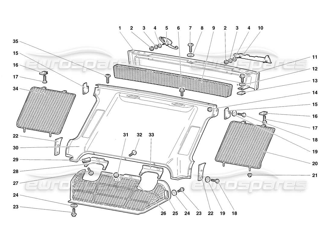 lamborghini diablo sv (1998) elementos de la carrocería trasera diagrama de piezas