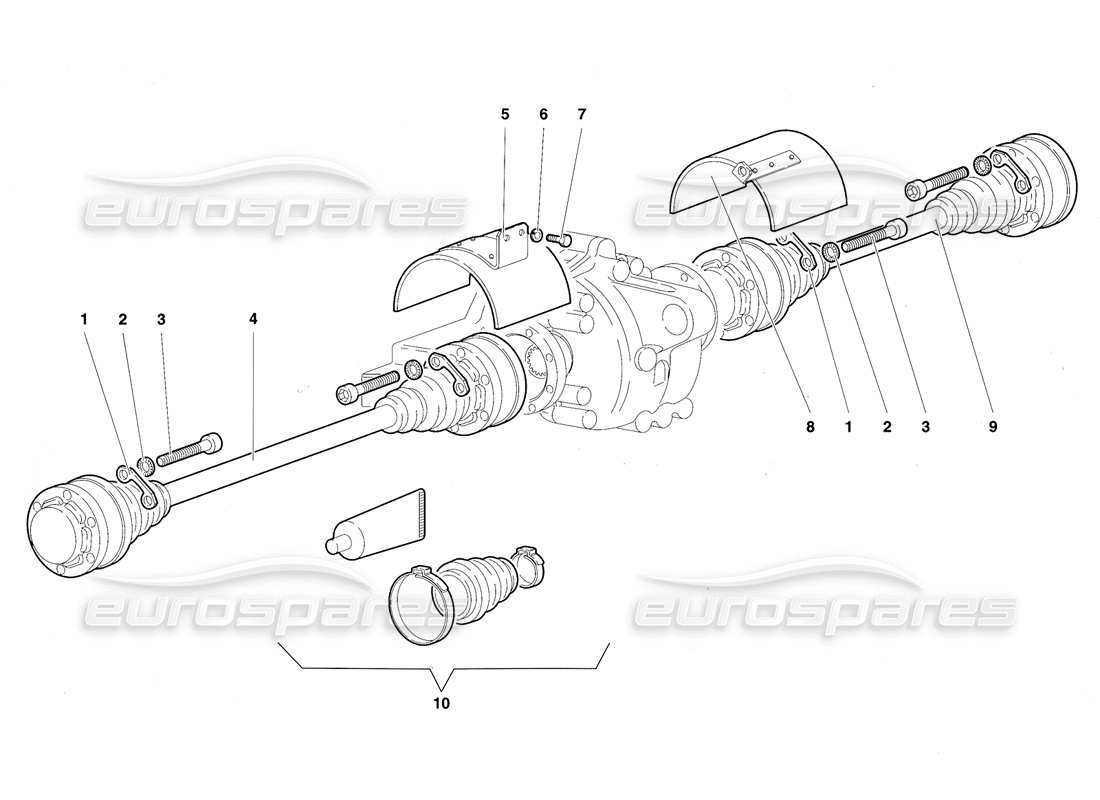 lamborghini diablo sv (1997) diagrama de piezas de los ejes de transmisión