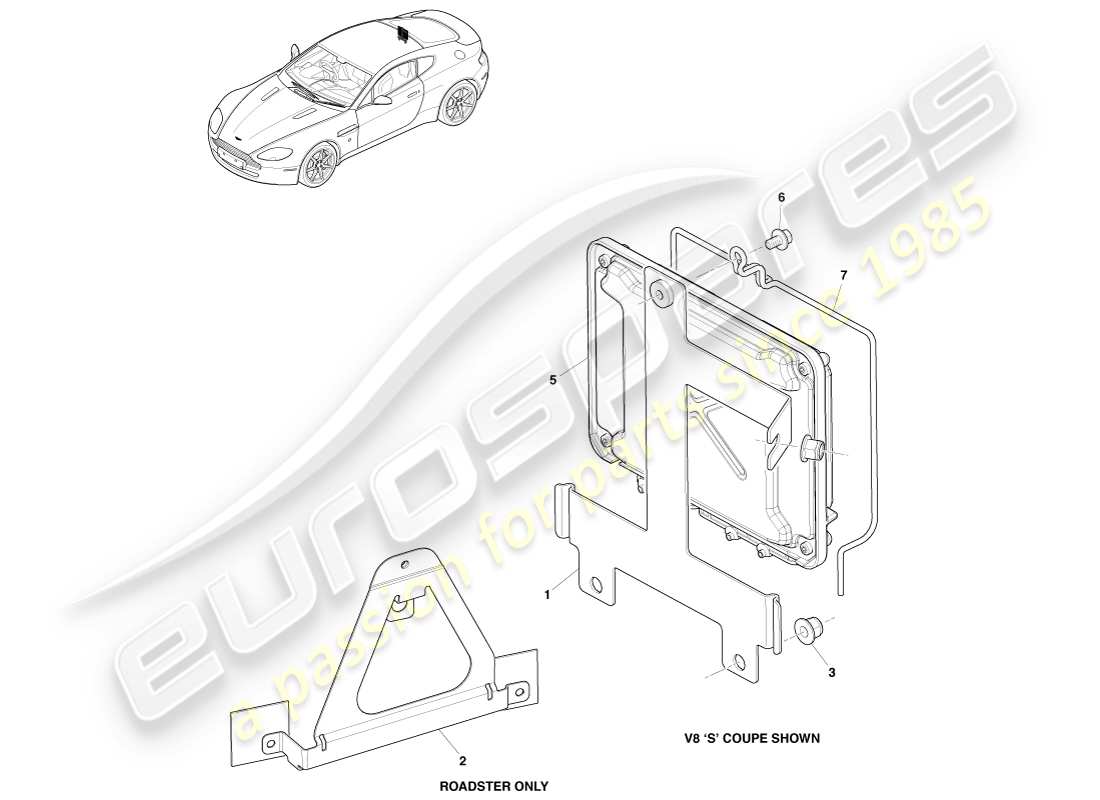 aston martin v8 vantage (2005) diagrama de piezas de la ecu de la transmisión