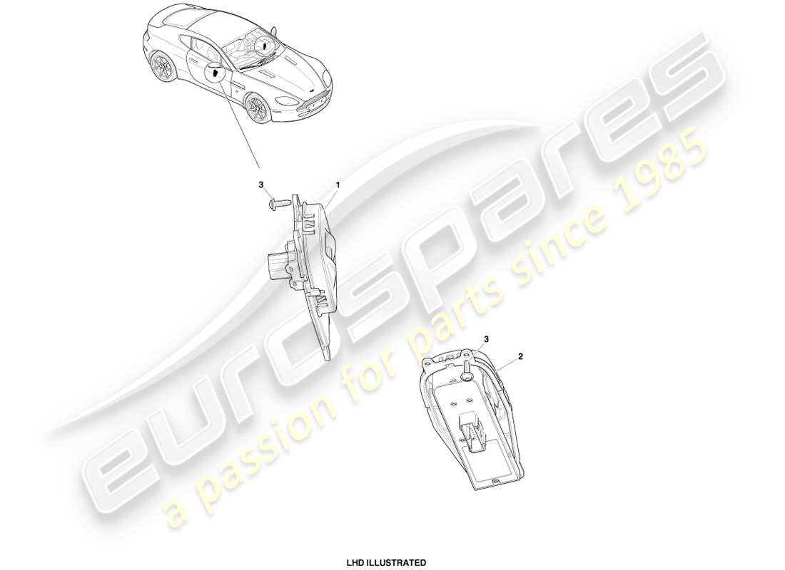 aston martin v8 vantage (2005) diagrama de piezas del controlador de bloqueo de ventana/espejo