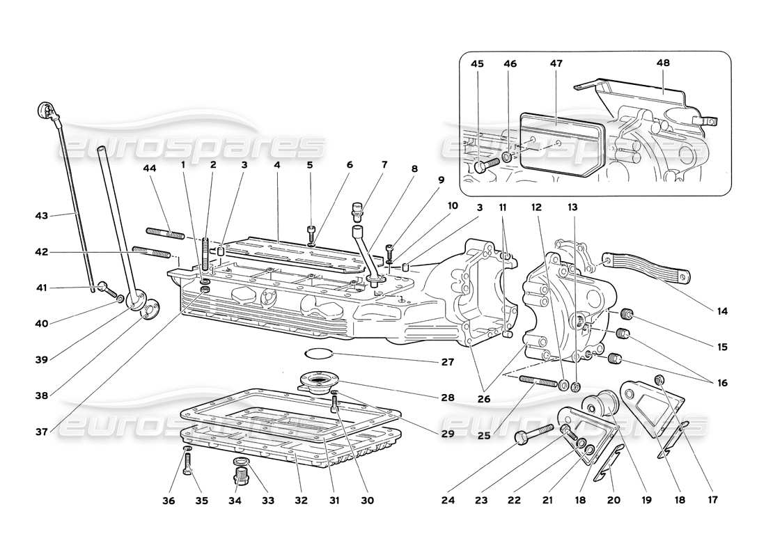 lamborghini diablo sv (1999) diagrama de piezas del cárter de aceite