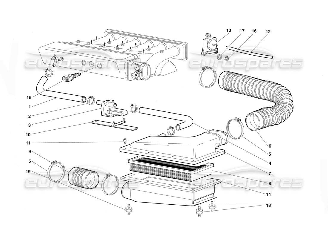lamborghini diablo (1991) diagrama de piezas de filtros de aire