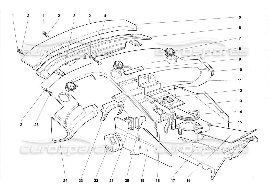 lamborghini diablo roadster (1998) adornos del compartimiento de pasajeros diagrama de piezas