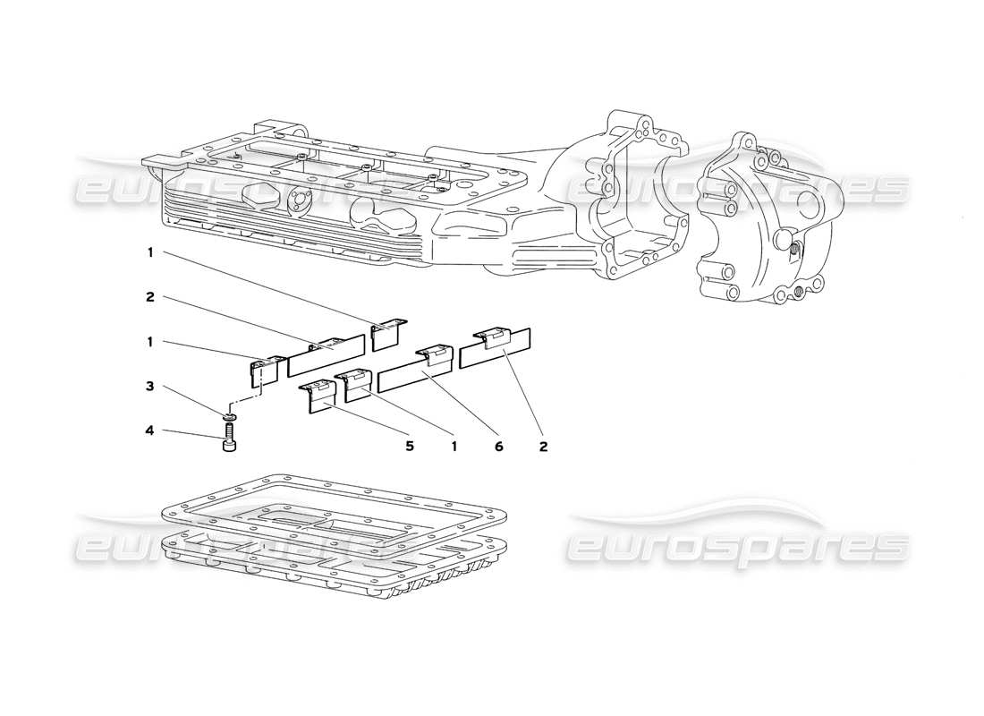 lamborghini diablo sv (1999) diagrama de piezas de los deflectores del cárter de aceite