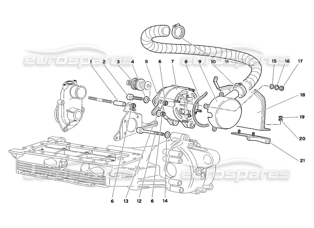 lamborghini diablo sv (1999) diagrama de piezas del alternador