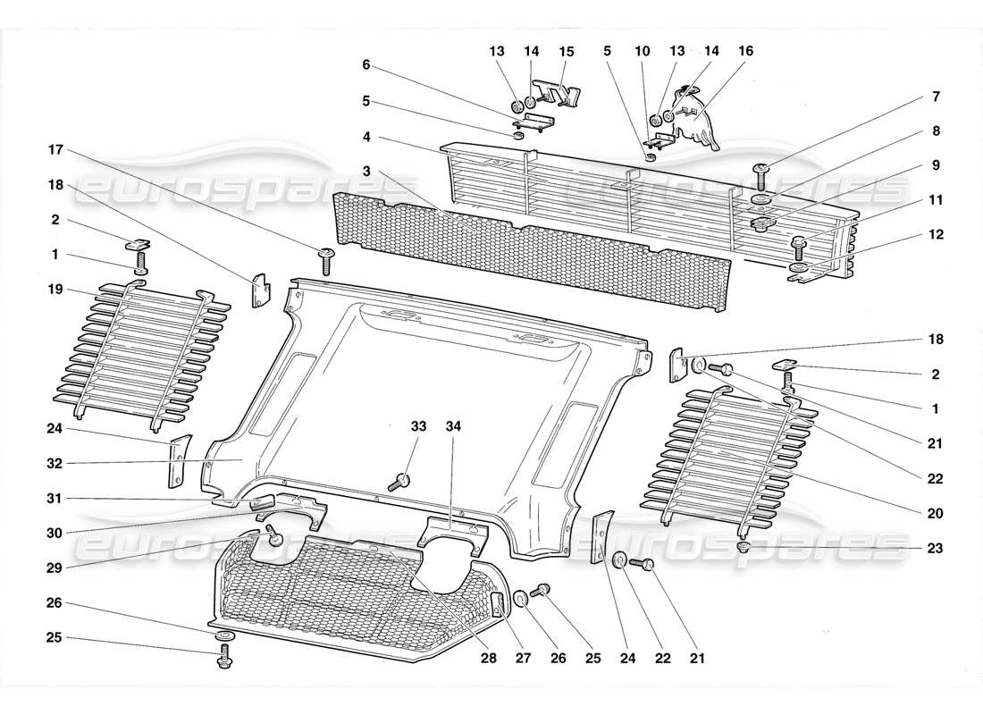 lamborghini diablo roadster (1998) elementos del coque trasero diagrama de piezas