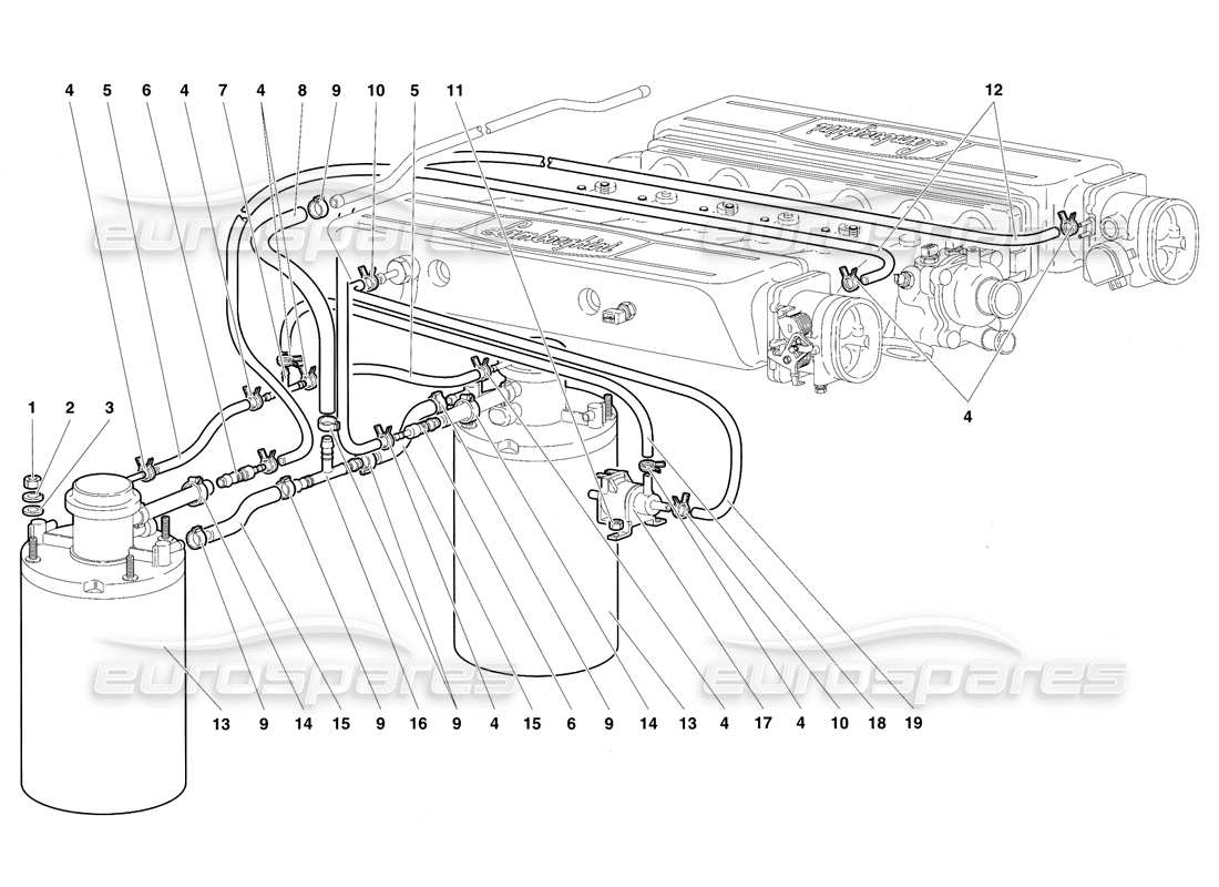 lamborghini diablo sv (1997) diagrama de piezas del sistema de combustible