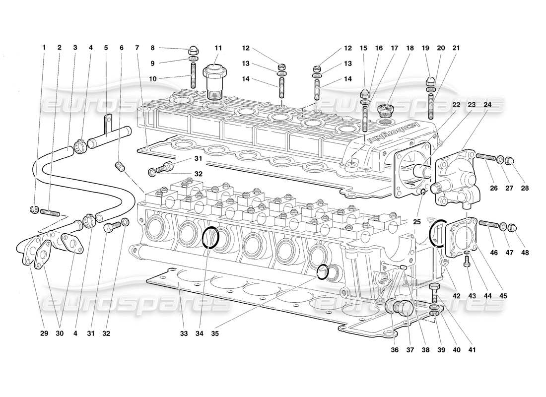lamborghini diablo sv (1998) accesorios para el diagrama de piezas de la culata izquierda