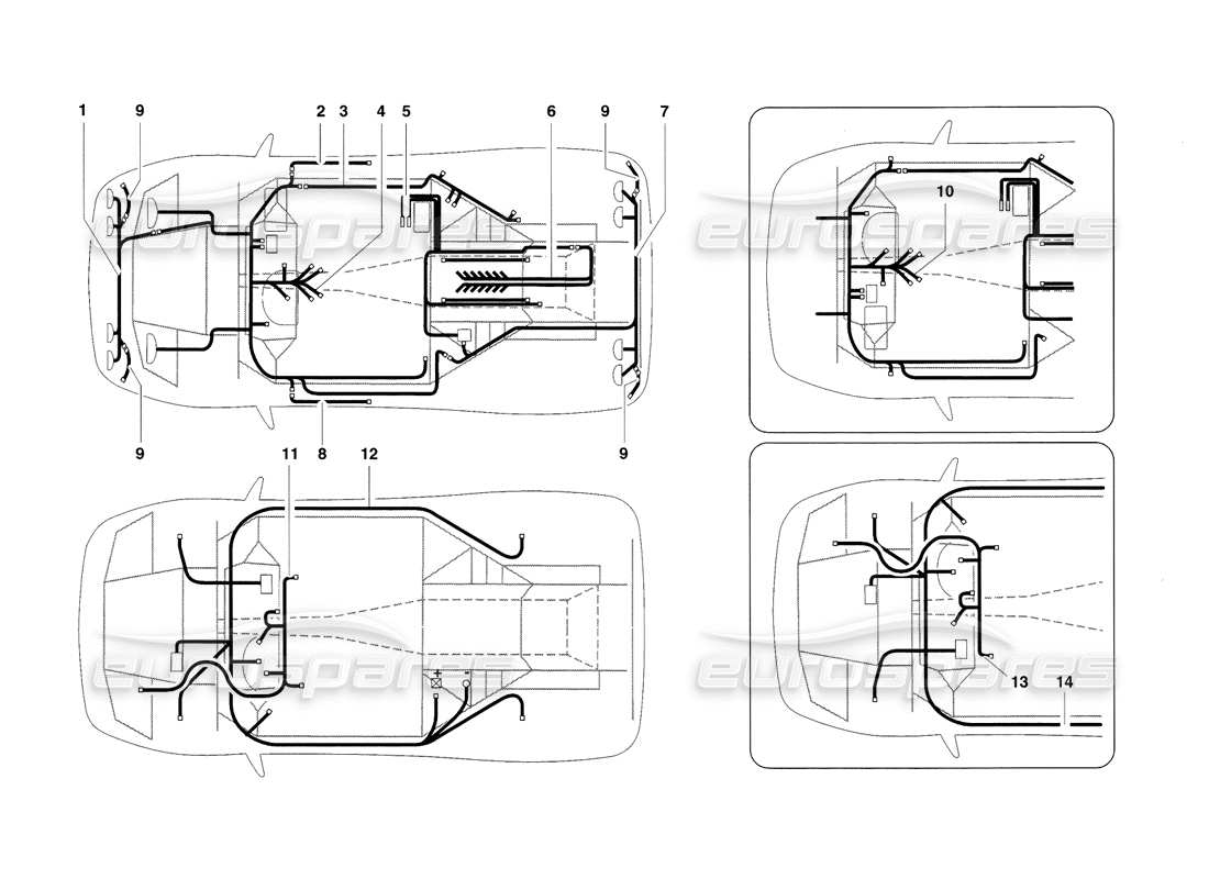 lamborghini diablo sv (1998) sistema eléctrico diagrama de piezas