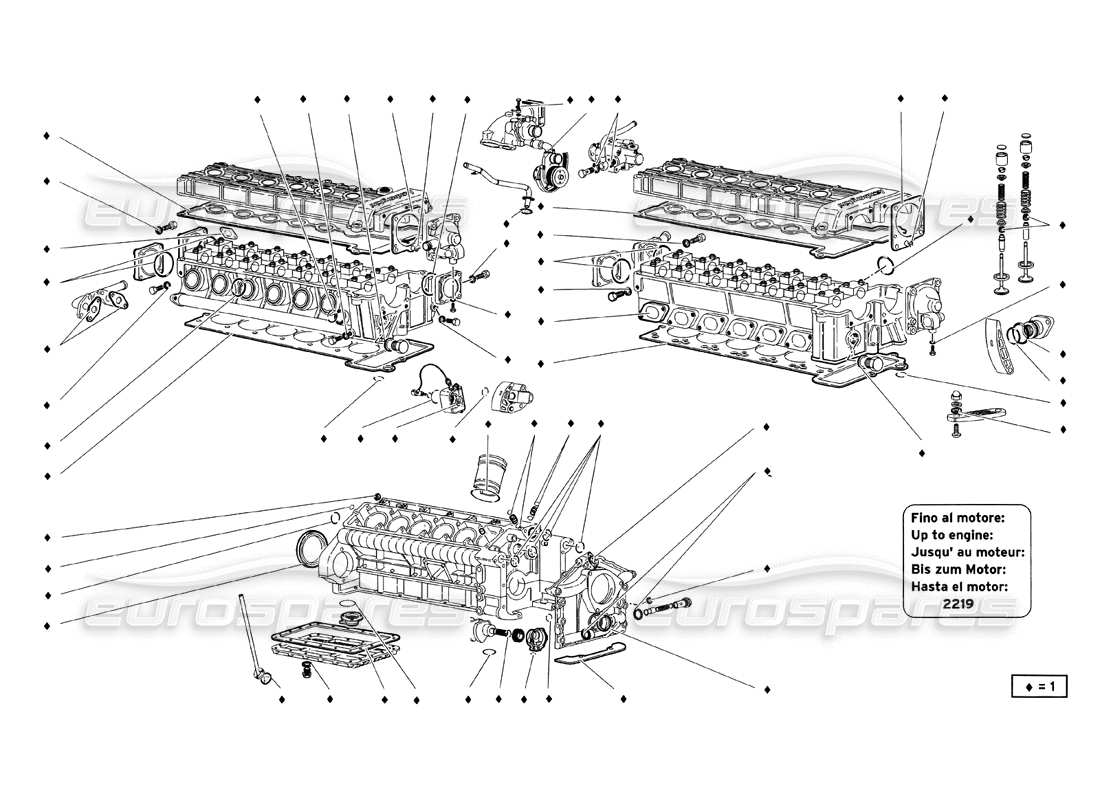 lamborghini diablo sv (1999) engine gasket kit diagrama de piezas
