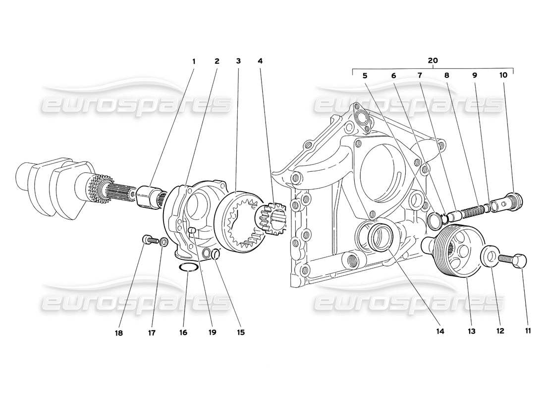 lamborghini diablo sv (1999) diagrama de piezas de la bomba de aceite del motor