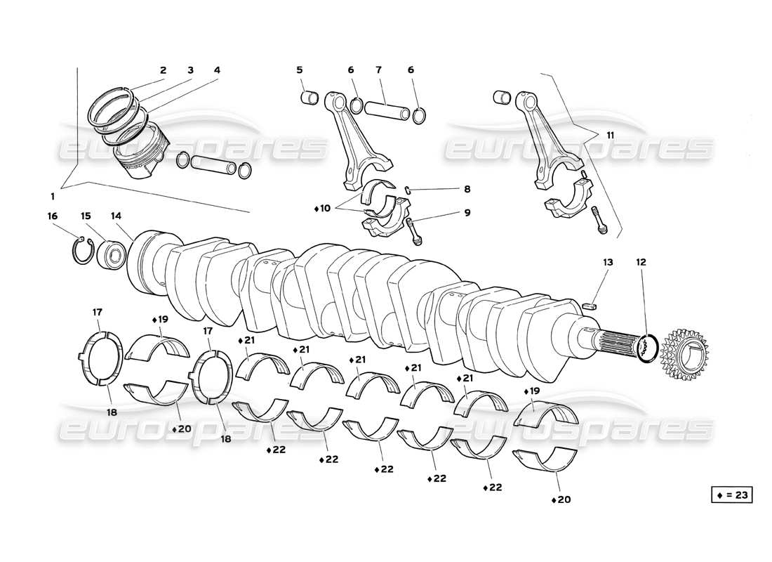 lamborghini diablo sv (1999) diagrama de piezas de cigüeñales