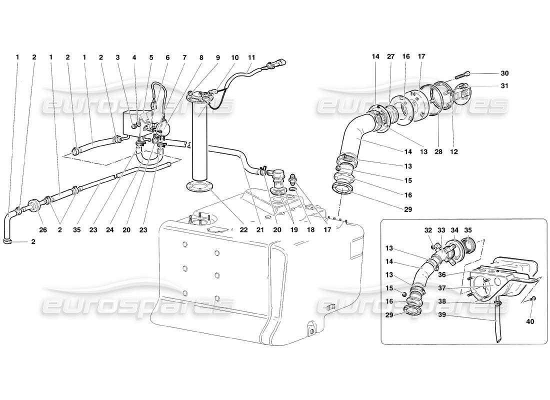 lamborghini diablo sv (1998) fuel system diagrama de piezas