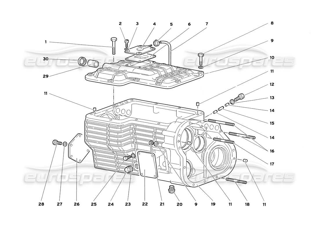 lamborghini diablo sv (1999) diagrama de piezas de la caja de cambios