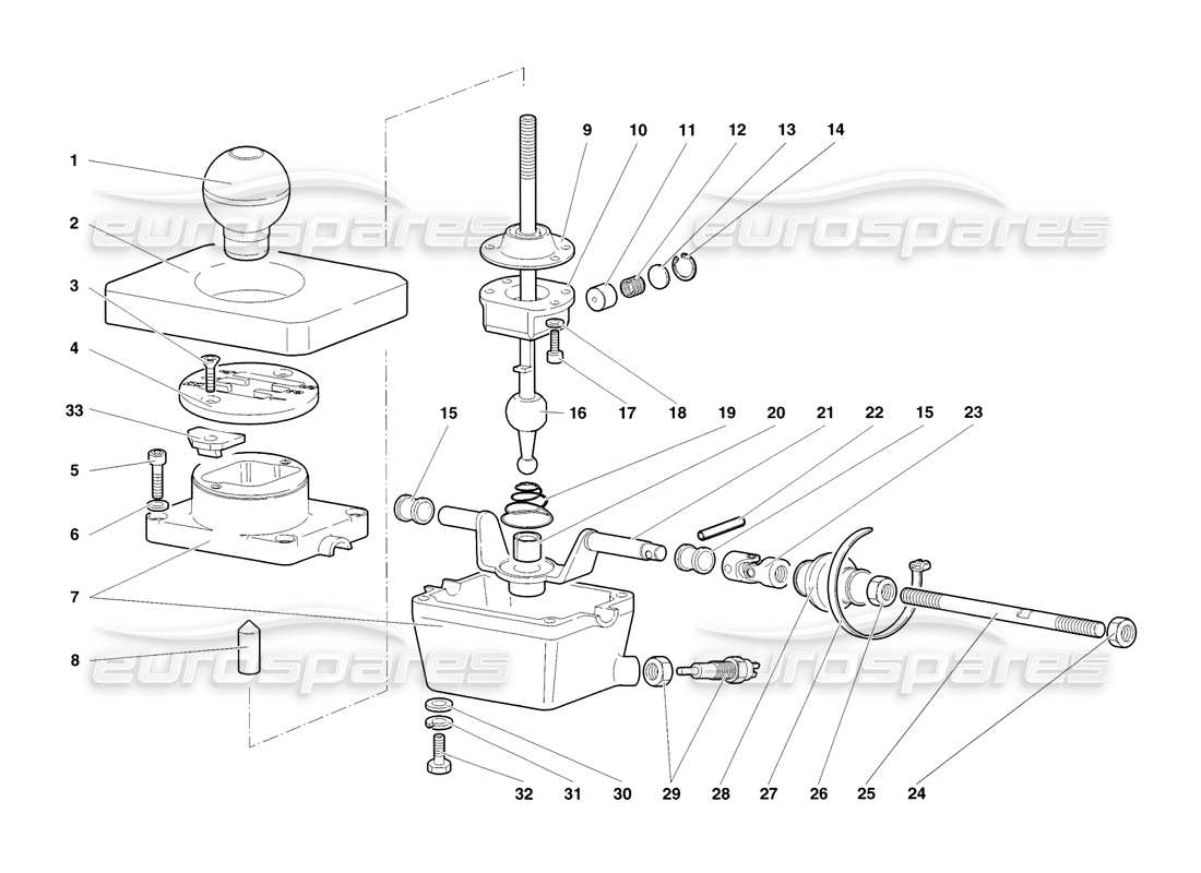 lamborghini diablo sv (1998) torre de control de caja de cambios diagrama de piezas