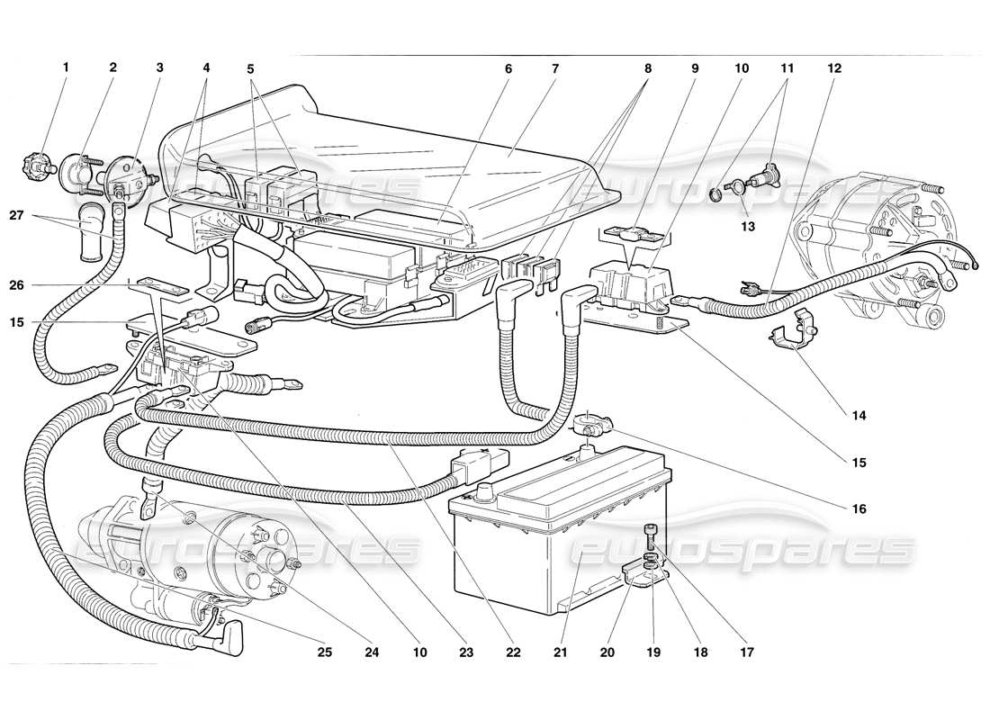 lamborghini diablo sv (1998) sistema eléctrico diagrama de piezas