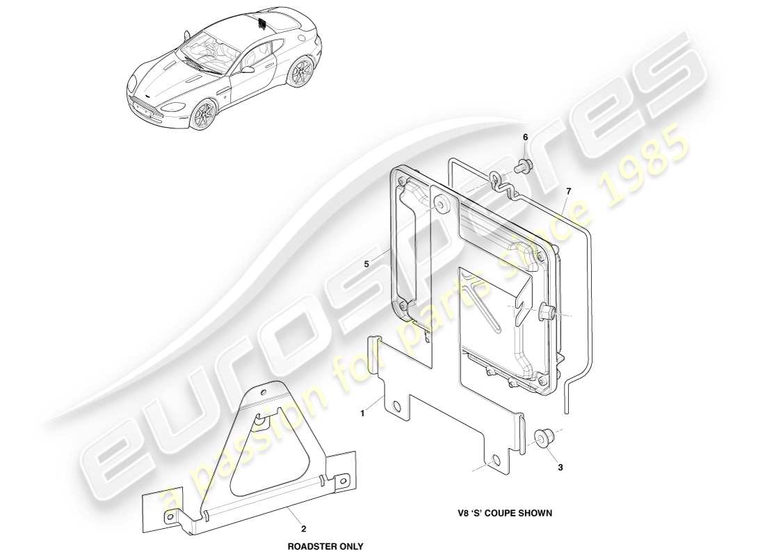 aston martin v8 vantage (2007) diagrama de piezas de la ecu de la transmisión