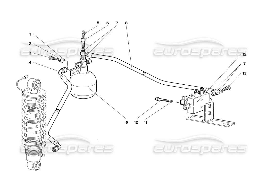 lamborghini diablo sv (1999) diagrama de piezas del sistema liftyng (válido para vehículos con sistema de elevación)