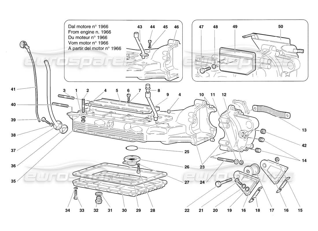 lamborghini diablo sv (1998) cárter de aceite diagrama de piezas