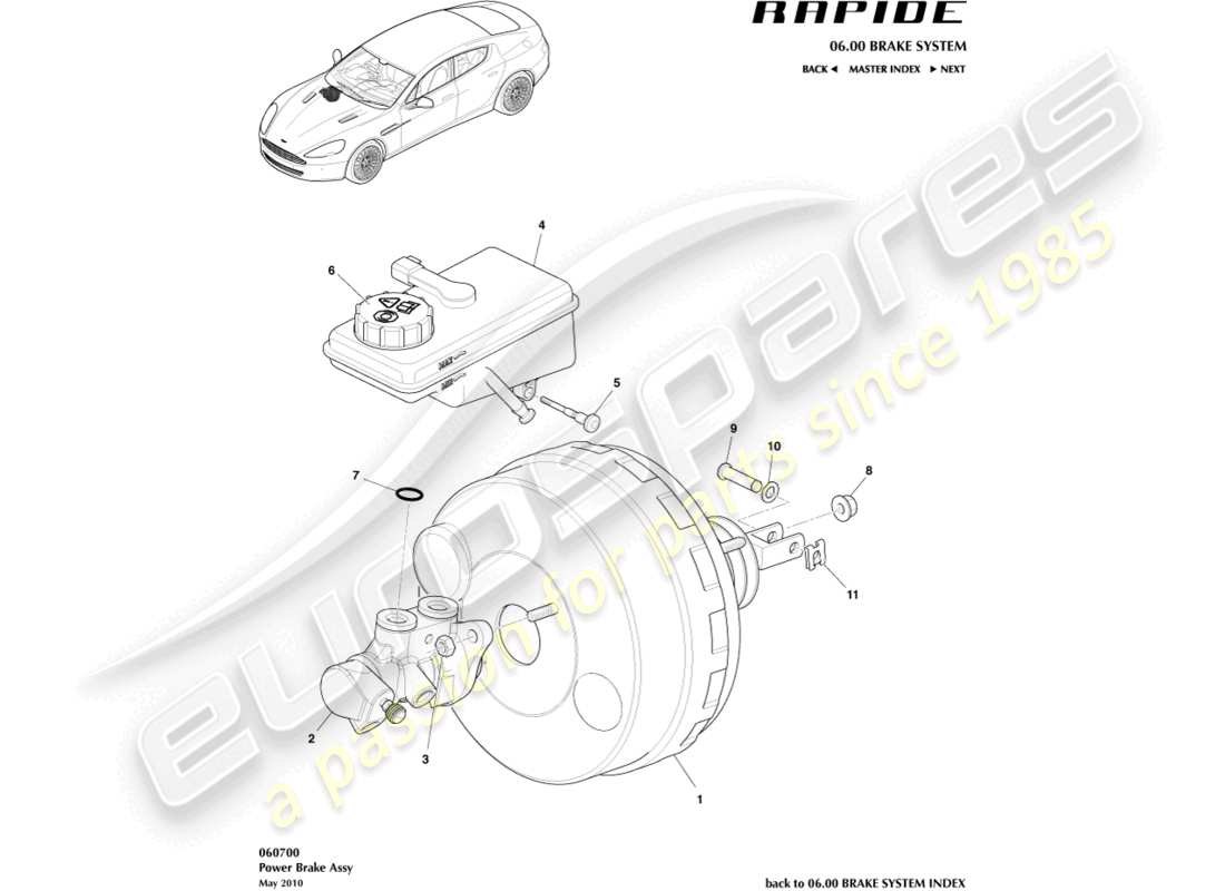 aston martin rapide (2012) conjunto de freno de potencia diagrama de piezas