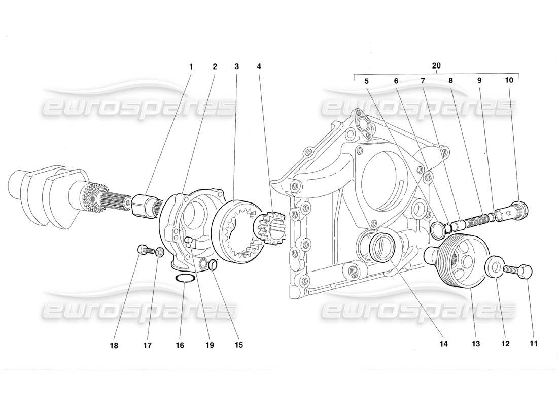 lamborghini diablo roadster (1998) diagrama de piezas de la bomba de aceite del motor