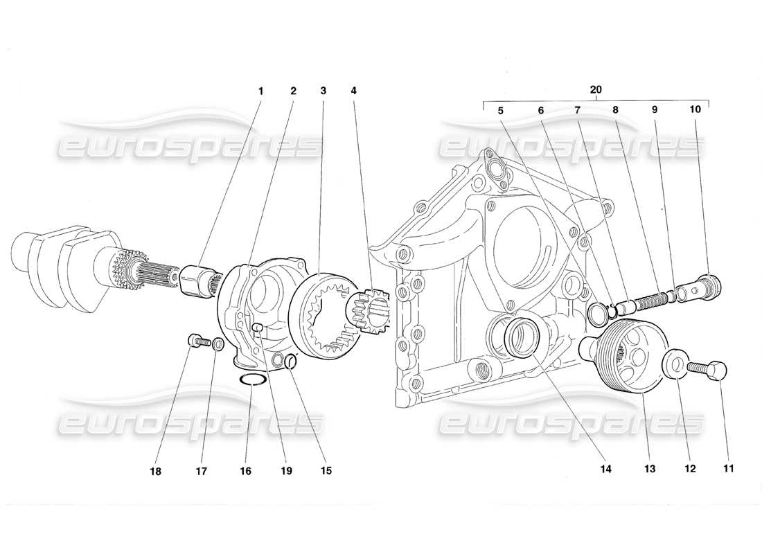 lamborghini diablo roadster (1998) bomba de aceite del motor diagrama de piezas