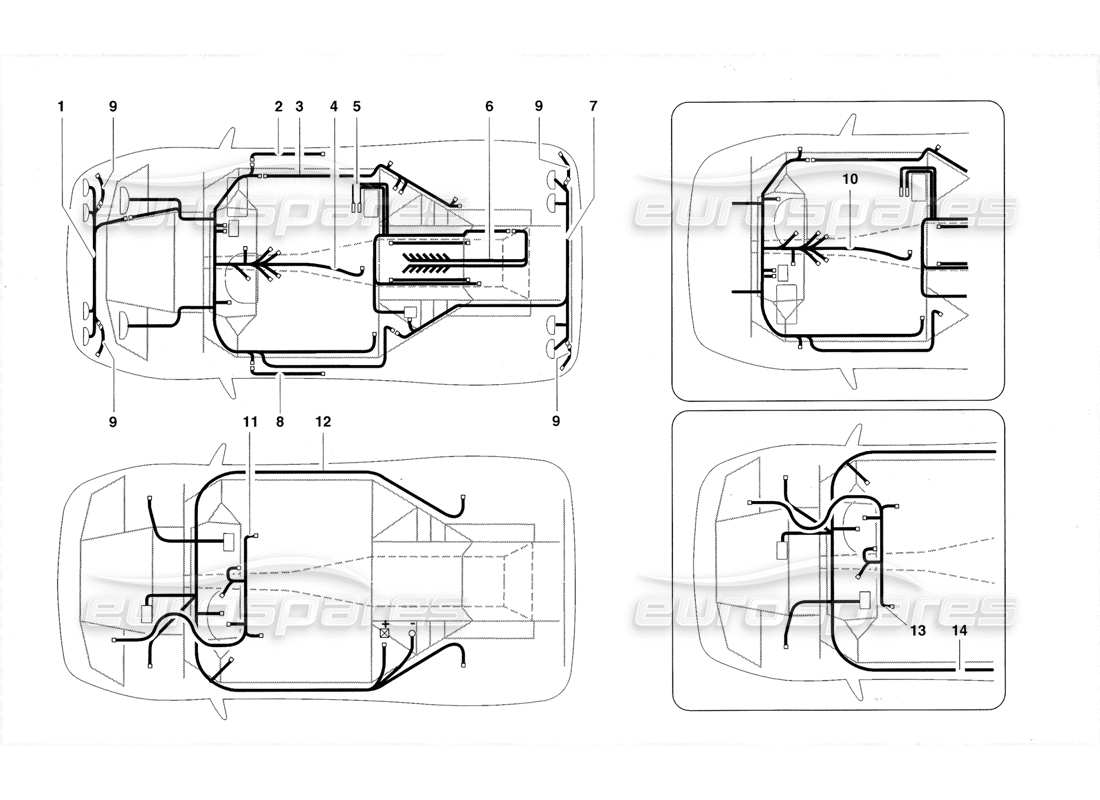 lamborghini diablo roadster (1998) diagrama de piezas del sistema eléctrico