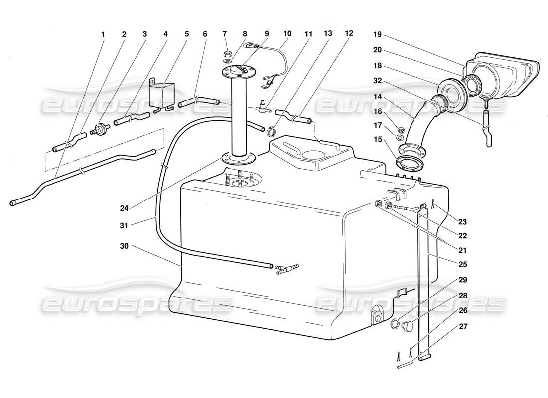 lamborghini diablo (1991) diagrama de piezas del sistema de combustible