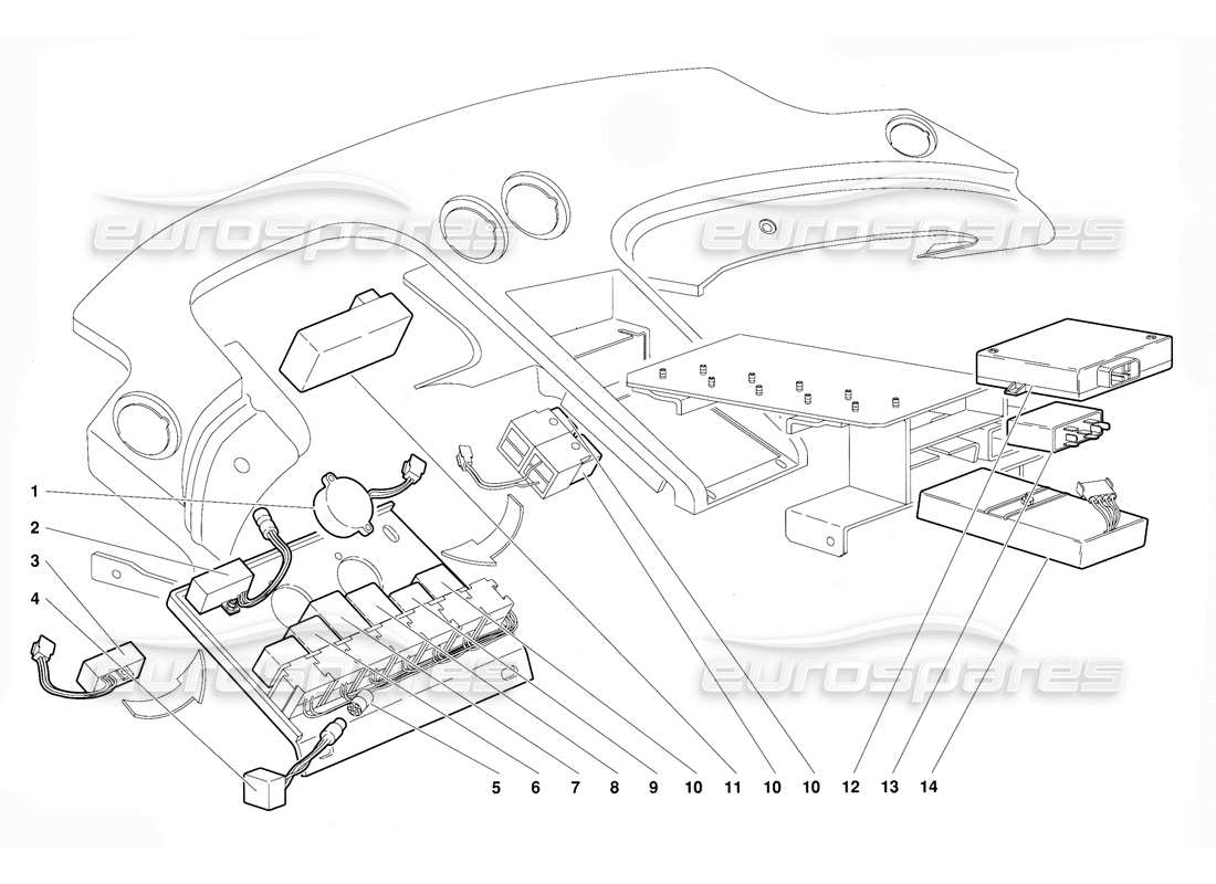 lamborghini diablo (1991) diagrama de piezas del sistema eléctrico