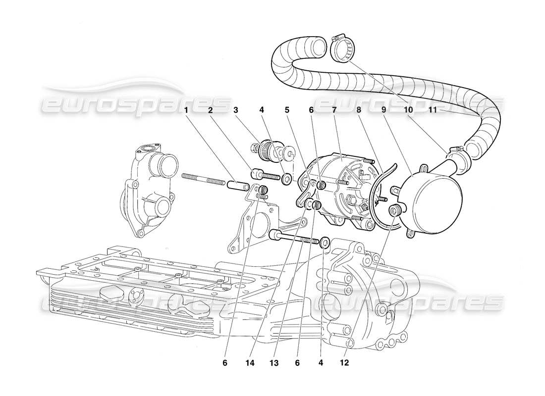 lamborghini diablo sv (1997) diagrama de piezas del alternador