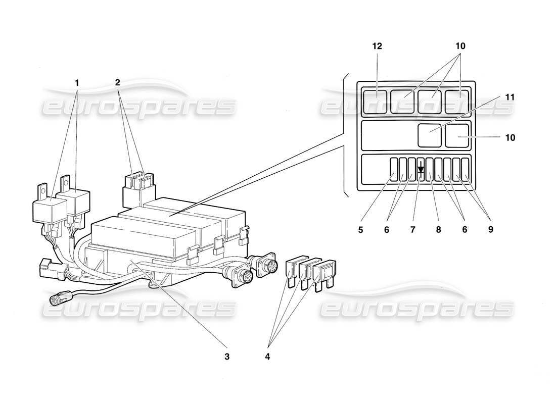 lamborghini diablo sv (1997) diagrama de piezas del sistema eléctrico