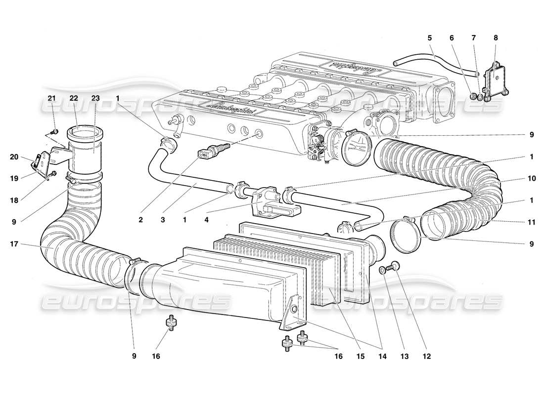 lamborghini diablo sv (1997) diagrama de piezas de filtros de aire