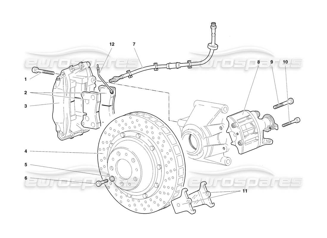 lamborghini diablo sv (1998) rear brakes diagrama de piezas