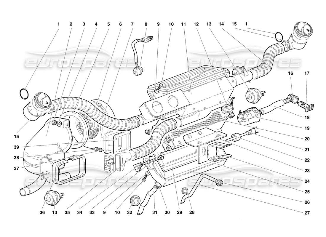 lamborghini diablo sv (1998) diagrama de piezas de control de clima