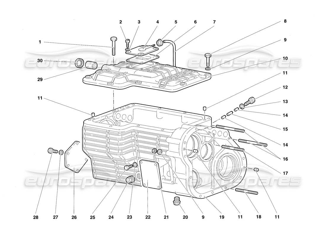 lamborghini diablo sv (1997) diagrama de piezas de la caja de cambios