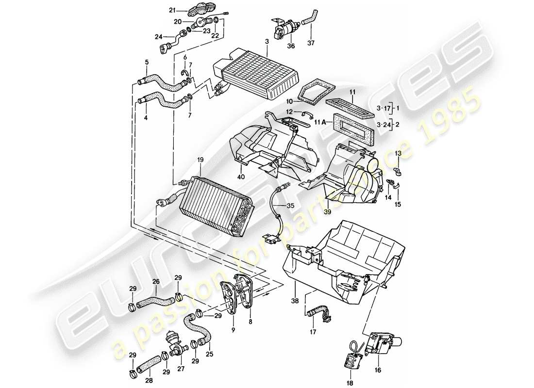 un diagrama de piezas del catálogo de piezas porsche 1986 (944)
