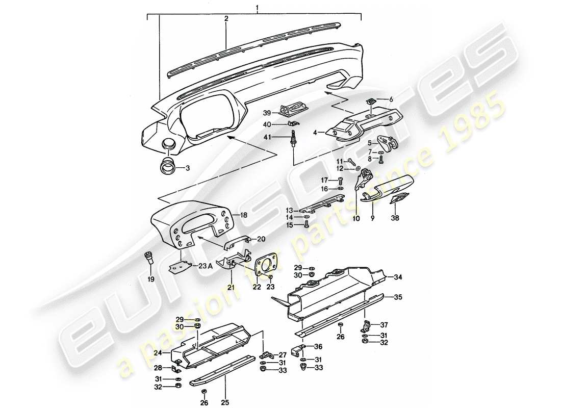 un diagrama de piezas del catálogo de piezas porsche 1991 (928)