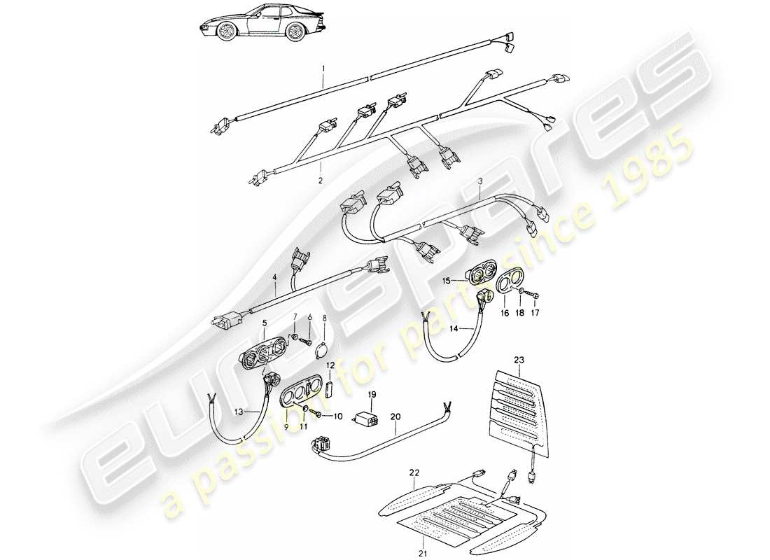 un diagrama de piezas del catálogo de piezas porsche 1988 (seats for 944/968/911/928)