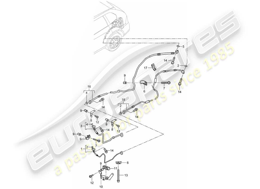 porsche cayenne e2 (2014) diagrama de piezas del circuito refrigerante