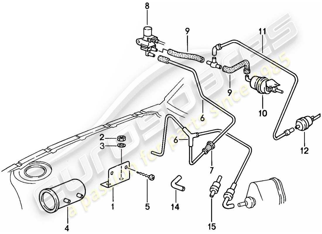 porsche 1988 (924s) control de vacío diagrama de piezas