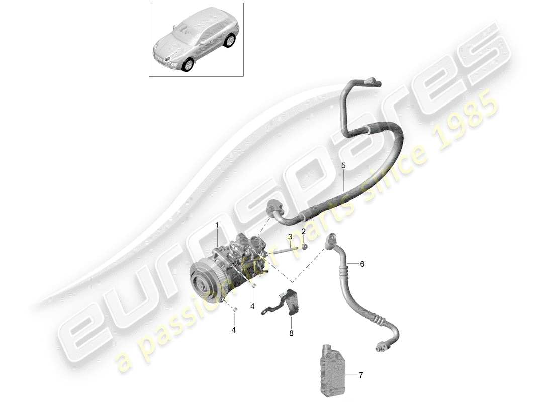 porsche 2015 (macan) diagrama de piezas del compresor